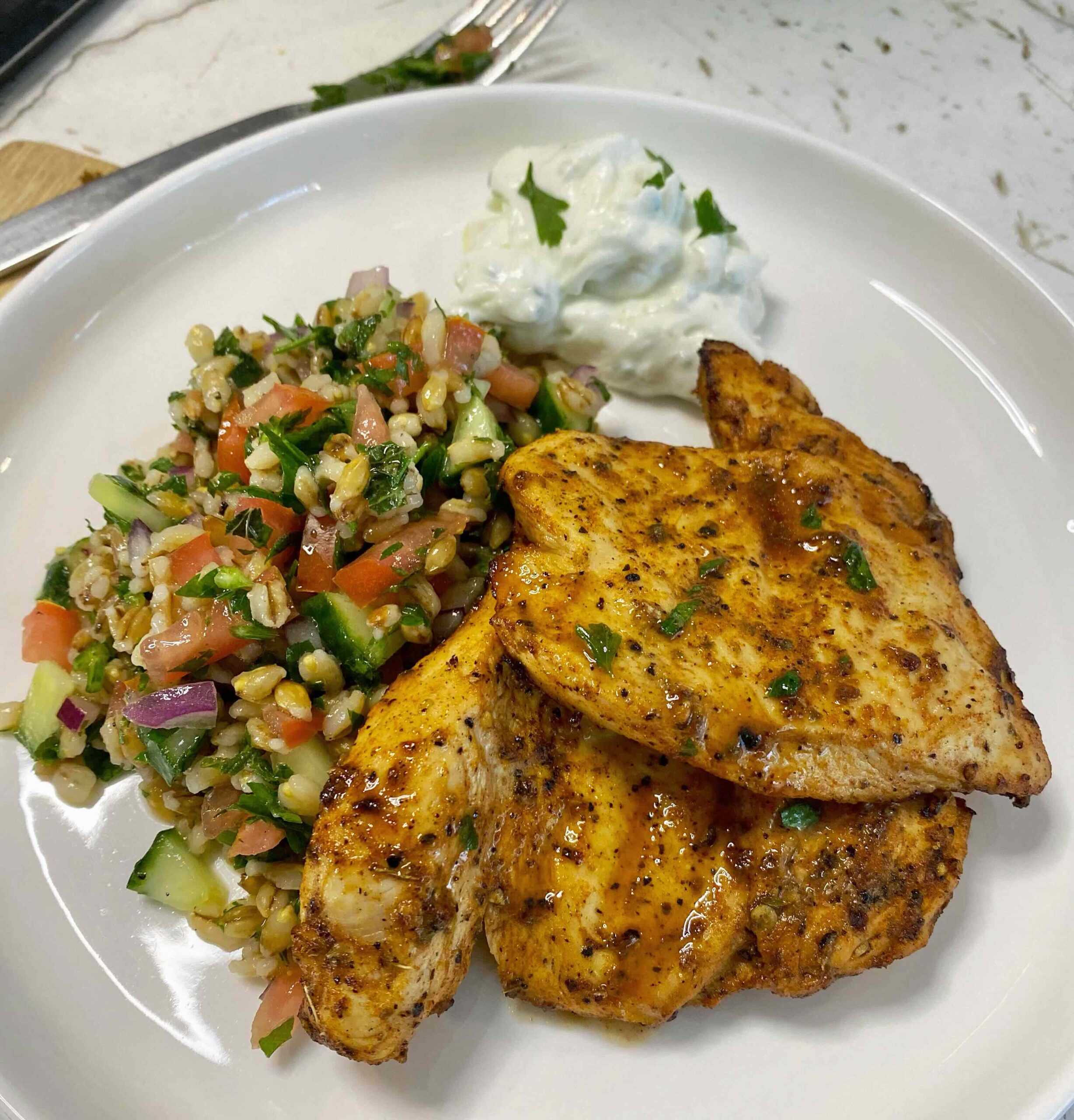 Lemon Pepper Chicken with Pearl Barley Tabbouleh - Pocket Chef